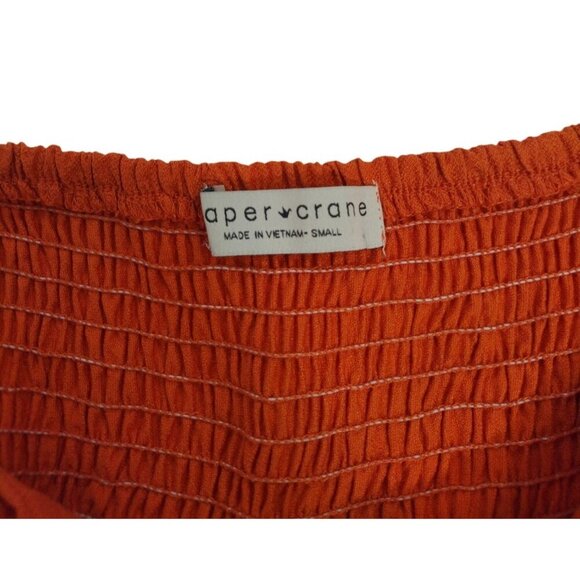 Aper & Crane Ruched Puff Sleeve Tie Front Crop Top - Size S. - Picture 3 of 8